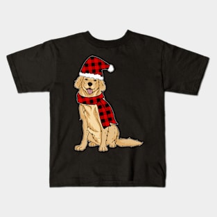 Retriever Buffalo Plaid Retriever Dog Kids T-Shirt